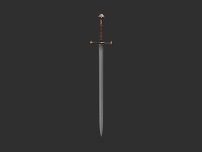 Classic Medieval Weapon With Decorative Hilt Metal Blade And Wooden Grip 3d model