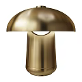 Modern Minimalist Brass Table Lamp With Mushroom Shaped Shade And Sleek Cylinder Base