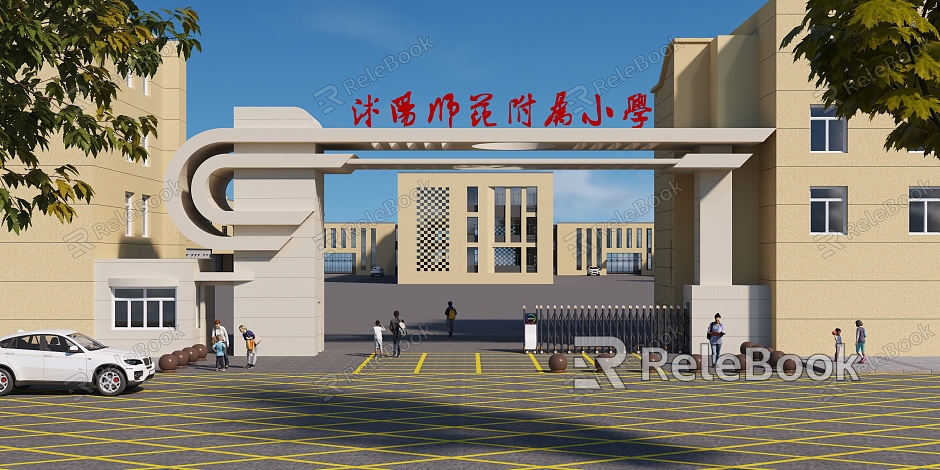 Modern Gate School Entrance Gate model