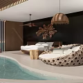 Hotel Guest Room with Ocean View Minimalist Wooden Decor and Floor to Ceiling Windows