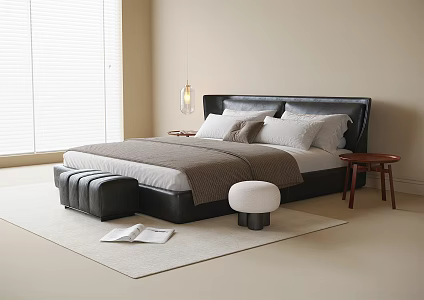 Modern Double Bed End Stool Sofa Stool 3d model