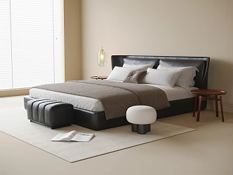 Modern Double Bed End Stool Sofa Stool 3d model