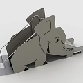 Gray Elephant Shaped Office Clip With Metal Stand And Functional Design 3d model