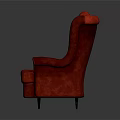 Red Modern Upholstered Armchair With High Back Tufted Design For Living Room