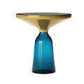 Modern Side Table With Gold Circular Top And Blue Glass Base Design 3d model