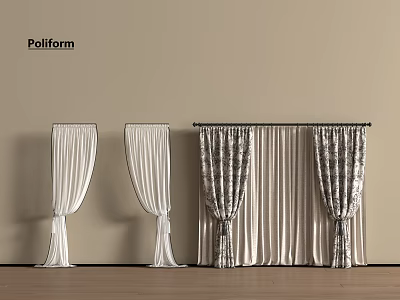 Elegant Curtains With Different Designs For Interior Decoration And Home Styling 3d model