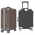 Two Stylish Brown And Black Hard Shell Suitcases With Retractable Handle And Rolling Wheels