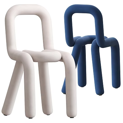 Unique Modern Curved Design White And Blue Single Chairs With Soft Seats 3d model