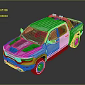 Stylish Silver Pickup Truck with Black Hood Roof Rack and Off Road Tires