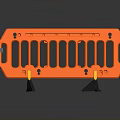 Orange Construction Safety Barrier With Plastic Panels And Stable Support Base