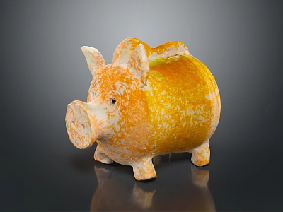 Orange And White Ceramic Piggy Bank As Home Decor Furniture Accessory 3d model