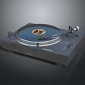 Modern Black Turntable With Vinyl Record On Platter Tonearm And Control Knobs 3d model