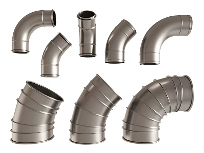 Stainless Steel Metal Pipe Fittings With Elbows Straight Tubes And Curved Sections 3d model