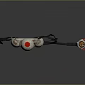 Portable Flame Thrower Weapon Featuring White Gas Cylinders Red Nozzle And Black Carrying Straps