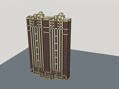 Modern High Rise Building Exterior With Decorative Facade And Residential Design 3d model