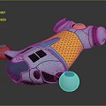 Futuristic Capsule Shaped Robot With Gold Mesh And Blue Glowing Accents