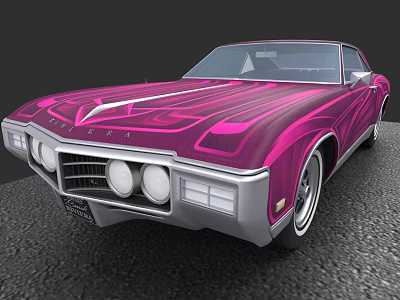 Classic Pink Car with Custom Paint and Round Headlights Vintage Grille Design and Sleek Body 3d model