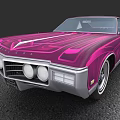 Classic Pink Car with Custom Paint and Round Headlights Vintage Grille Design and Sleek Body