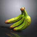 Fresh Bunch of Green Bananas with Brown Spots on Dark Background