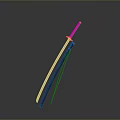 Sword With Green Scabbard And Shiny Metal Blade On Reflective Dark Surface