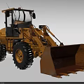 Yellow Front Loader Utility Vehicle With Large Bucket Heavy Duty Tires And Cab