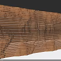 Wooden Feature Wall With Vertical Slats Wavy Design And Light Shadow Patterns 3d model