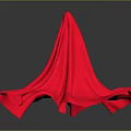 Red Flower Shaped Fabric Plant Against Dark Background With Reflection