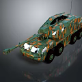 Military Combat Vehicle With Camouflage Paint Multiple Wheels And Weapon System