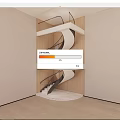 Modern Spiral Staircase Interior With Metal Handrail Marble Floor And Wooden Wall