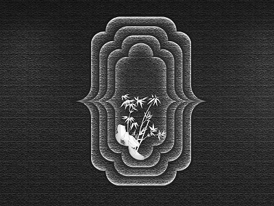 Black And White Layered Nested Framed Artwork With Bamboo And Bird 3d model