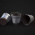 Two Rustic Metal Buckets With Handles For Washing Daily Use
