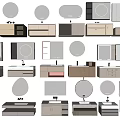 Various Modern Bathroom Vanity Designs With Mirrors And Storage Drawers 3d model