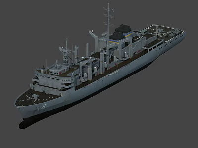 Detailed Gray Military Warship Design With Upper Structure Deck Facilities And Antennas 3d model