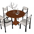 Middle style dining table and chair combination 3d model