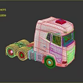 White Truck Cab With Red Top Modern Design And Visible Wheels 3d model