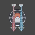 Game Dragon Characters Red and Blue Fierce with Open Mouths on Poké Ball Platform