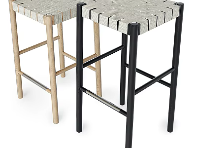 Modern Bar Stools With Woven Seats And Different Colored Legs Design 3d model