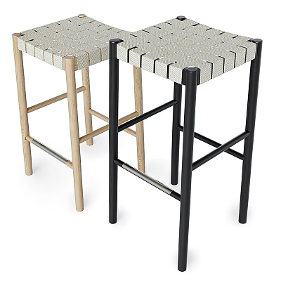 Modern Bar Stools With Woven Seats And Different Colored Legs Design 3d model