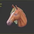 Orange Horse Head Sculpture 3D Model With Smooth Surface Against Dark Background 3d model