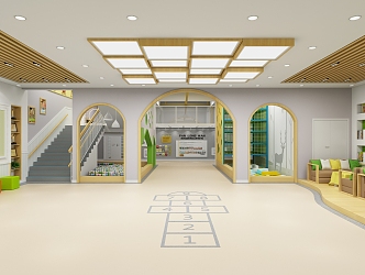 Modern Kindergarten Hall Kindergarten First Floor Corridor Hall 3d model