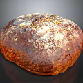 Freshly Baked Round Brown Bread With Sesame Seeds And Flour Dusting
