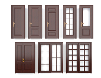 Modern swing door single door bedroom door entry door 3d model