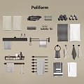 Modern Bathroom Accessories Including Towels Racks Shelves Hooks And Soap Dishes