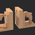 Wooden Sculpted Bookends With Dolphin Shape And Artistic Design Details