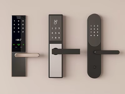 Modern Smart Door Locks With Keypad Digital Screen And Handle Designs 3d model