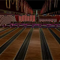 Indoor Bowling Lanes With Wooden Surfaces And Seating Areas For Sports Fitness Activity