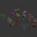 Natural Brown Stones Scattered On Dark Background With Rough Textured Surfaces