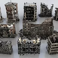 Collapsed Urban Buildings And Ruins Of Damaged Structures With Scattered Debris