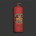 Red Fire Extinguisher With Fireproof Emblem For Emergency Safety Use