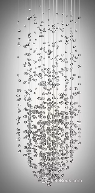 Elegant Modern Crystal Chandelier With Hanging Sparkling Decorative Elements For Contemporary Interior 3d model 